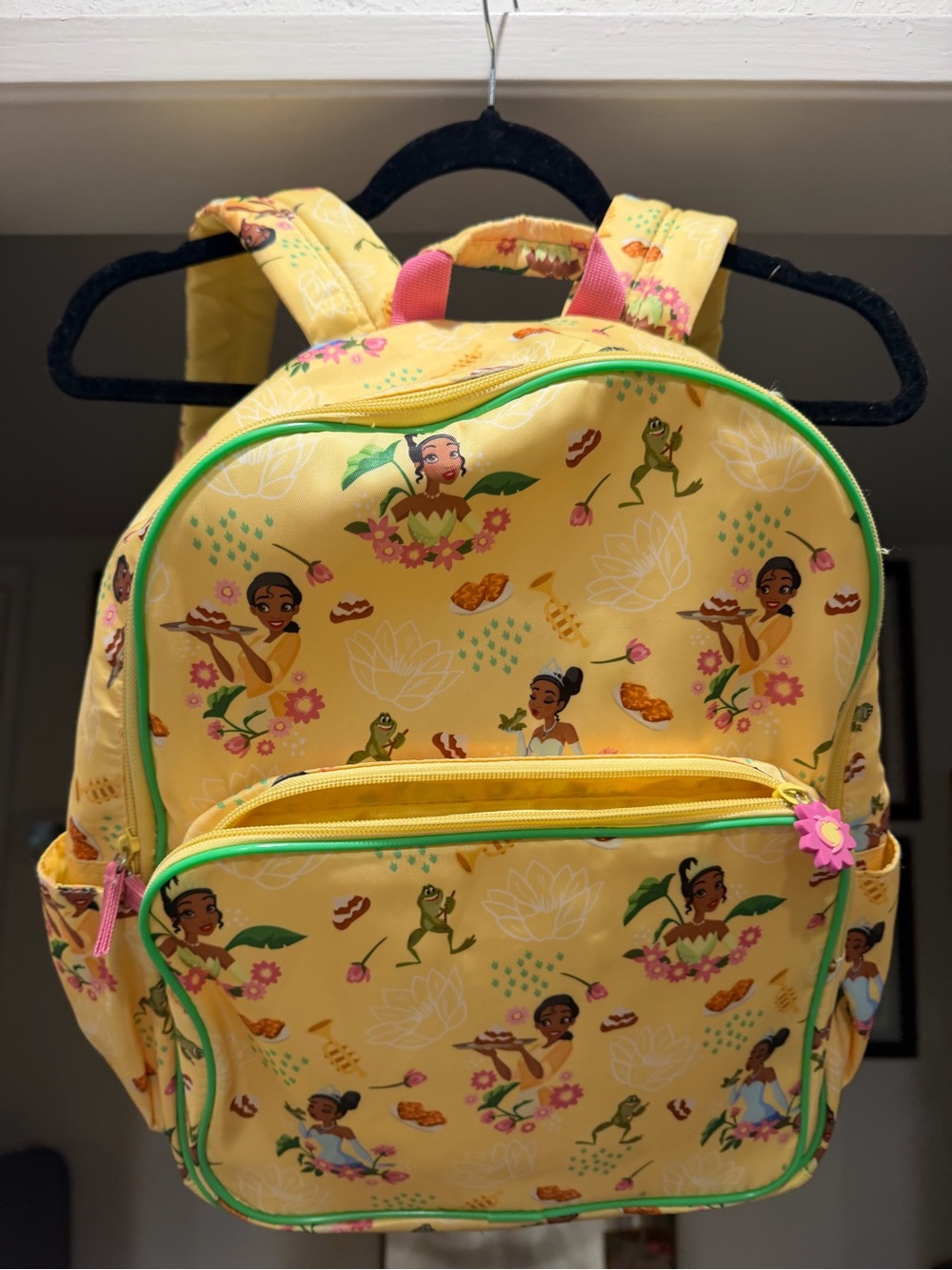 Yellow Princess & The Frog Backpack - Cute Floral & Tiana Print